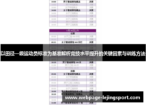 以田径一级运动员标准为基准解析竞技水平提升的关键因素与训练方法